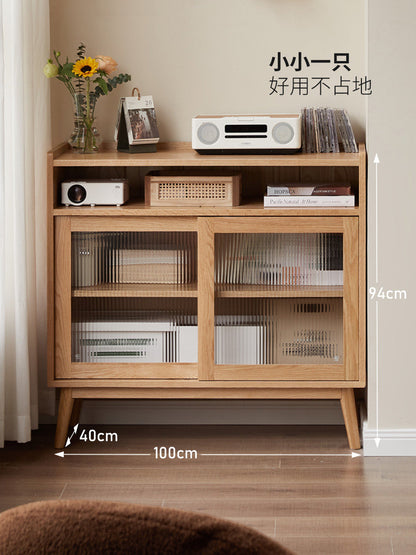 实木餐边柜窄型茶水柜橡木厨房收纳柜小户型北欧碗柜