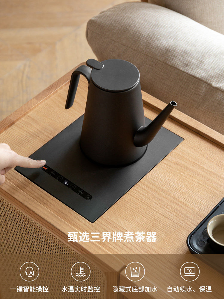 实木可移动茶水柜新中式餐边柜客厅沙发边柜茶桌茶台一体