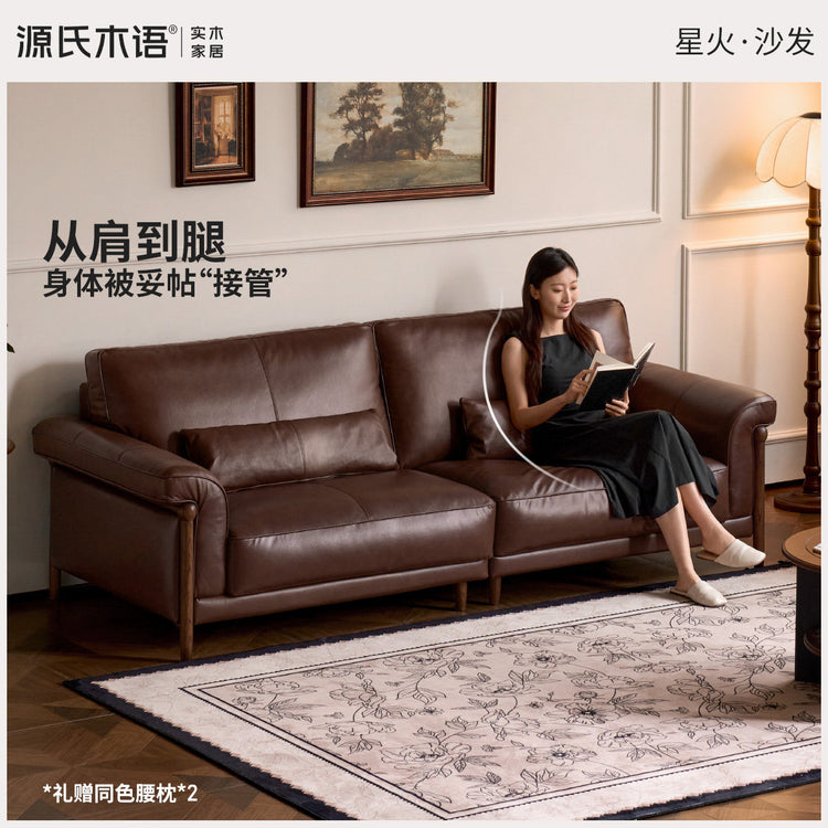真皮沙发美式复古三人位头层牛皮客厅小户型直排沙发