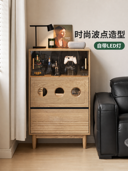 实木边柜客厅现代简约展示柜原木风立柜收纳储物柜