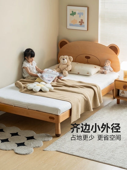 实木儿童床卧室蒙氏地台床男孩女孩公主床可调节小熊床