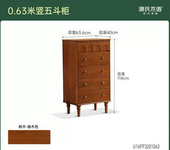 Solid wood French vintage hexagonal dresser, mid-century modern bedroom storage cabinet, bedside drawer unit