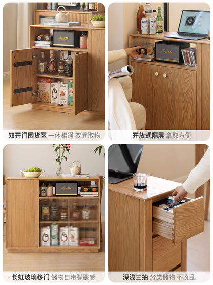 实木餐边柜现代简约橡木隔断茶水柜北欧客厅柜子储物柜