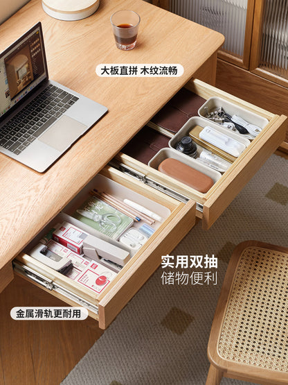 全实木书桌带抽屉学生橡木写字桌卧室办公桌电脑桌