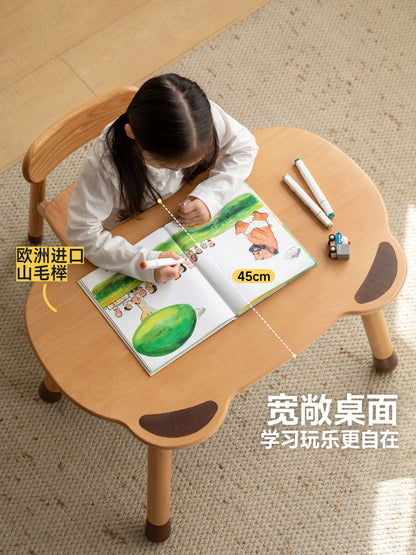 儿童实木手工桌可升降宝宝游戏玩具桌可爱小熊学习桌