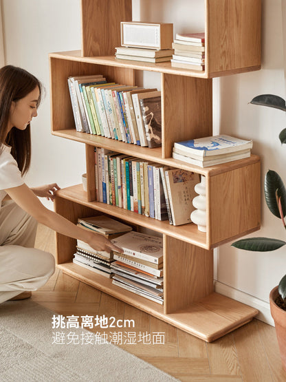 实木书架落地日式置物架书柜简约储物柜客厅靠墙隔断