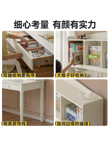 实木儿童书桌白色美式学习桌小学生课桌书房写字桌