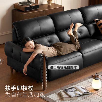 功能意式轻奢真皮沙发客厅黑色电动直排沙发