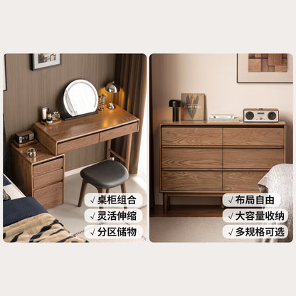 浅胡桃色实木床套餐现代简约大床套装卧室白蜡木家具组合