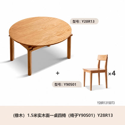 北欧实木折叠餐桌小户型原木圆桌白蜡木饭桌伸缩桌子