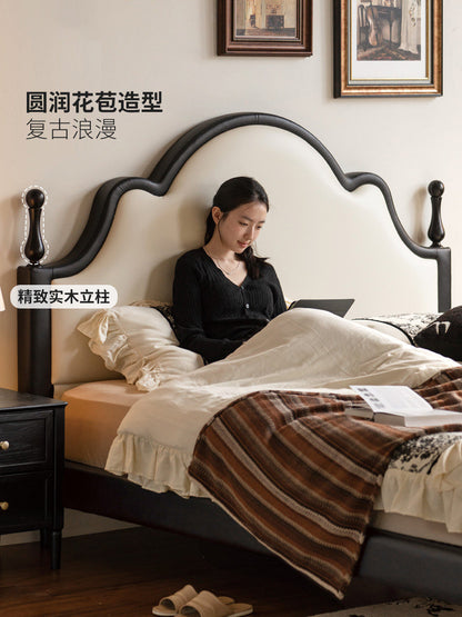 生态云皮床法式复古主卧大床布艺软包床小户型美式双人床