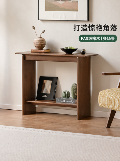 实木桌客厅现代简约长条桌橡木胡桃色过道玄关台