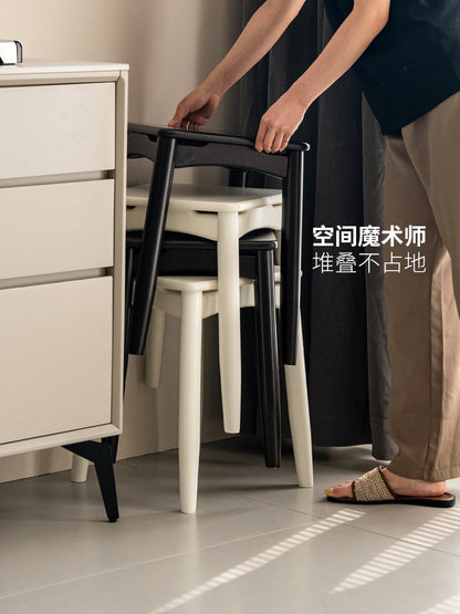 实木方凳餐厅现代简约餐凳可叠放板凳耐用黑色凳子
