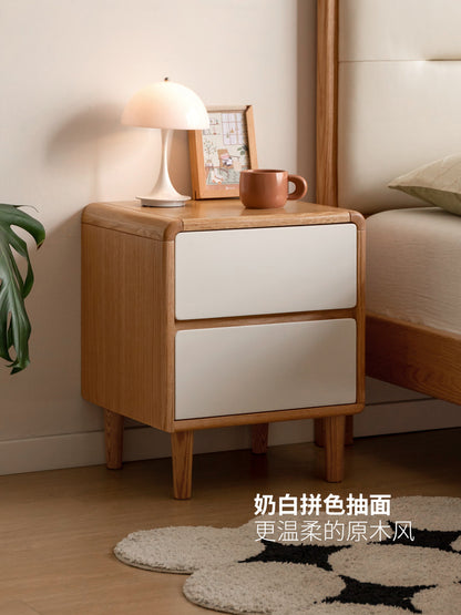 实木储物柜现代简约床边柜子卧室原木色床头柜合集