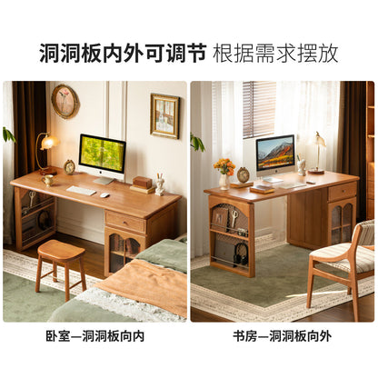 实木书桌樱桃木储物学习桌书房法式复古办公桌电脑桌