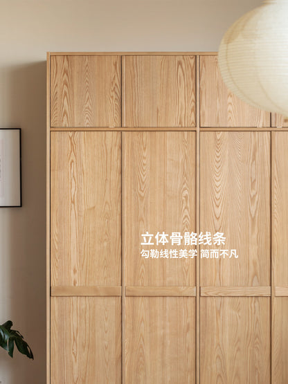 实木衣柜现代骨骼线大衣橱白蜡木卧室简约储物柜黑标家具