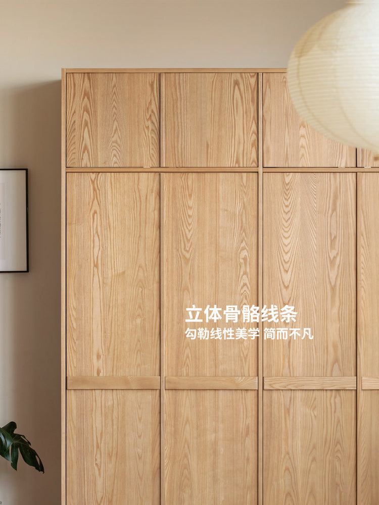 实木衣柜现代骨骼线大衣橱白蜡木卧室简约储物柜黑标家具