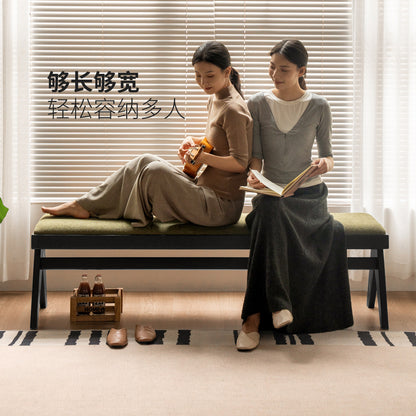 实木长条凳复古软包长凳简约原木床尾凳黑色休闲凳子