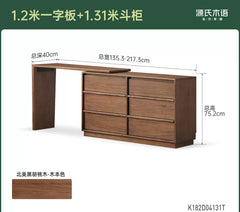 [15-Day Pre-order] Solid Wood Bedroom Makeup Vanity, Minimalist Luxury Console Table, Black Walnut Dresser Desk