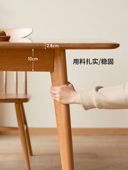 实木伸缩餐桌樱桃木饭桌中古风靠墙桌子小户型办公桌