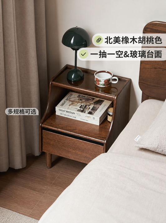 实木床头柜现代简约收纳柜卧室床边小柜子橡木储物柜