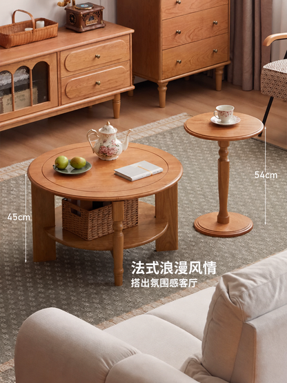 实木茶几客厅法式复古茶台樱桃木小户型组合圆几