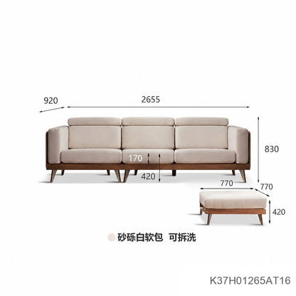 实木黑胡桃木新中式大户型布艺沙发简约客厅转角沙发