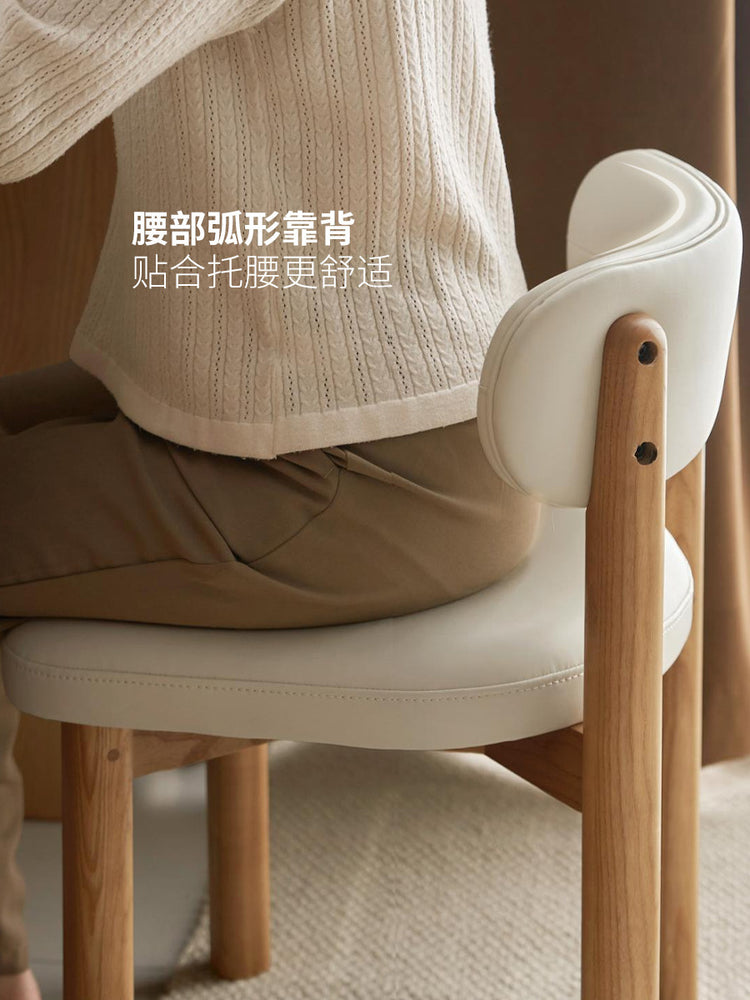 实木椅现代简约梳妆椅卧室白蜡木化妆凳软包椅