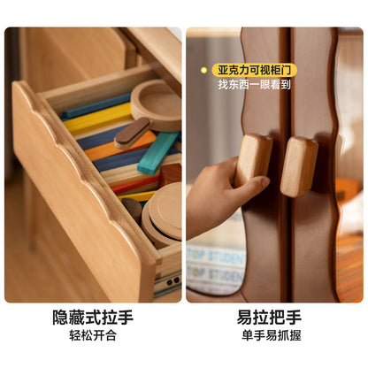 实木儿童书柜现代简约书房落地展示柜靠墙收纳储物柜