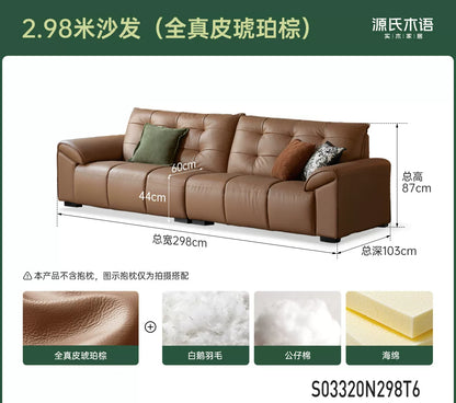 真皮沙发现代简约头层牛皮皮沙发客厅大黑熊直排沙发