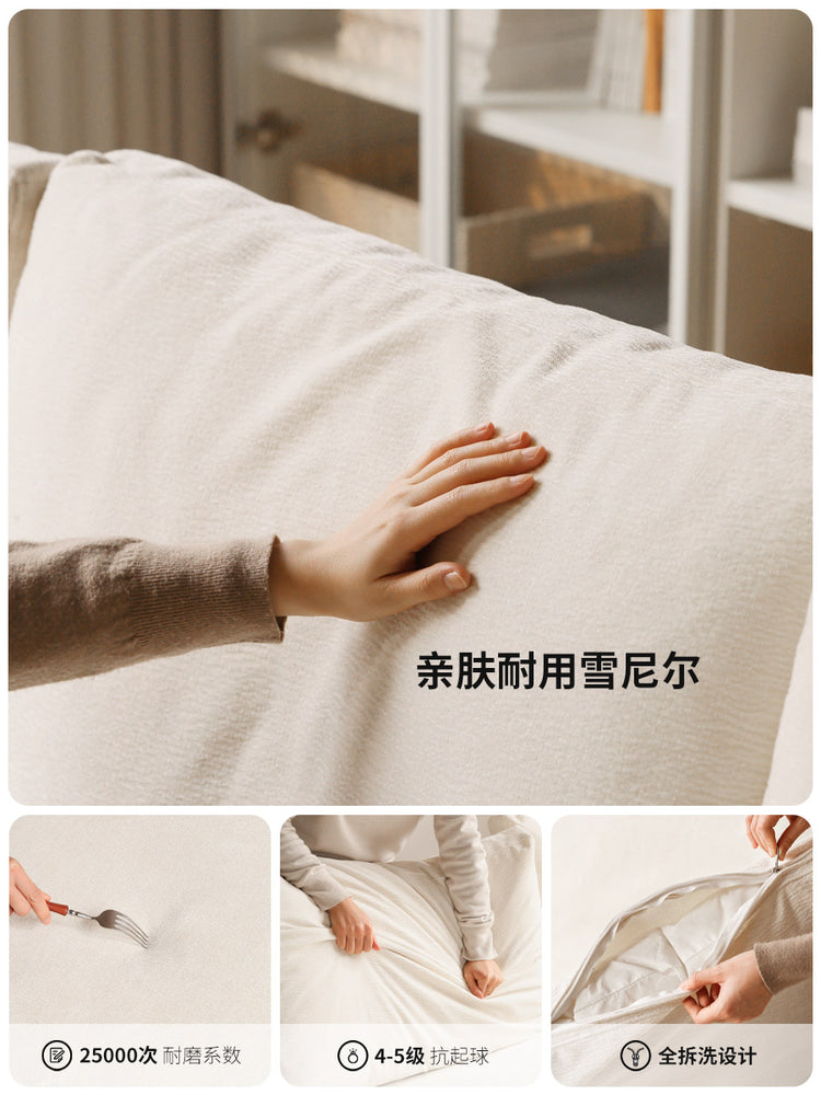 布艺沙发客厅白色奶油风三人位小户型豆腐块沙发