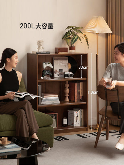 实木现代简约书房收纳柜胡桃色置物柜落地书柜