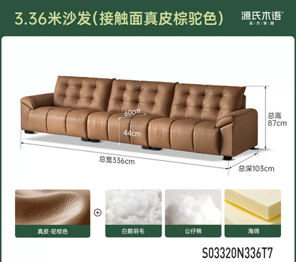 真皮沙发现代简约头层牛皮皮沙发客厅大黑熊直排沙发