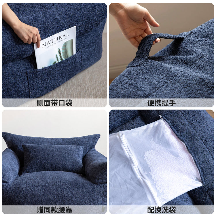 布艺沙发客厅中古风单人可拆洗休闲可躺可睡懒人沙发
