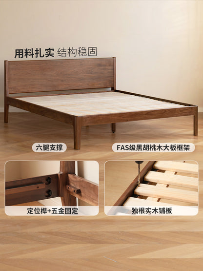 实木床现代简约1.5米1.8米床轻奢黑胡桃木婚床主卧双人床