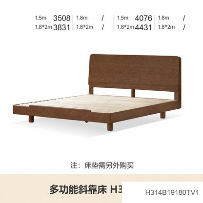 实木床黑胡桃木悬浮床多功能床头夜光床主卧齐边双人床