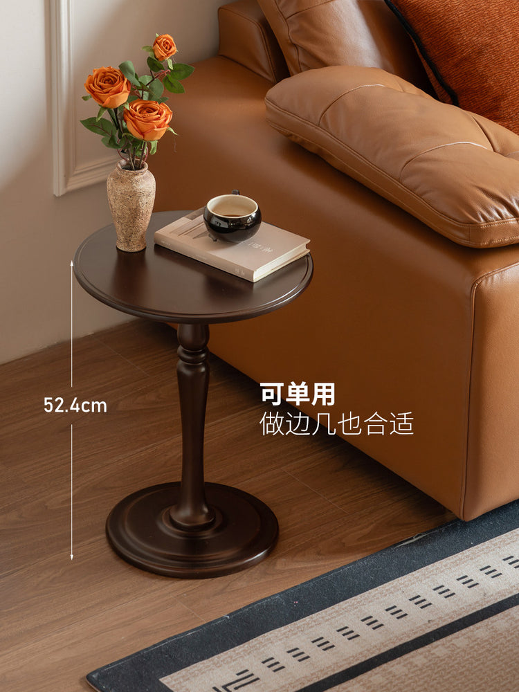 实木客厅美式复古圆几法式中古边几组合茶几茶桌茶台