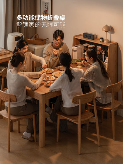 实木餐厅现代简约伸缩饭桌小户型橡木餐边柜一体餐桌