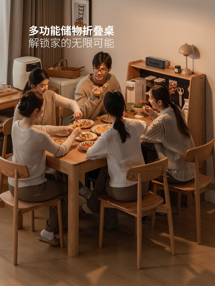 实木餐厅现代简约伸缩饭桌小户型橡木餐边柜一体餐桌