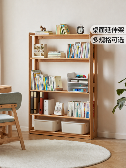 儿童书柜实木玩具收纳柜卧室储物柜落地活动书架升降书桌