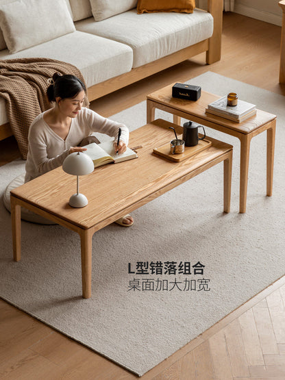 实木现代简约茶桌橡木长方形茶台客厅组合茶几