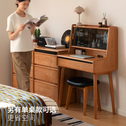实木化妆桌卧室樱桃木斗柜梳妆台一体多功能化妆台