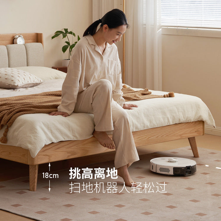 橡木实木床现代简约卧室床头软包多功能双人床琴键床