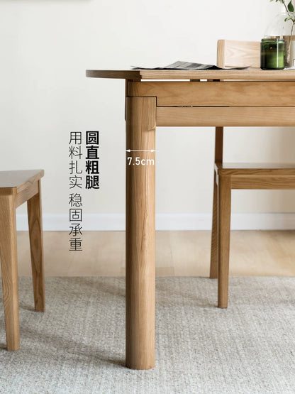 北欧实木折叠餐桌小户型原木圆桌白蜡木饭桌伸缩桌子