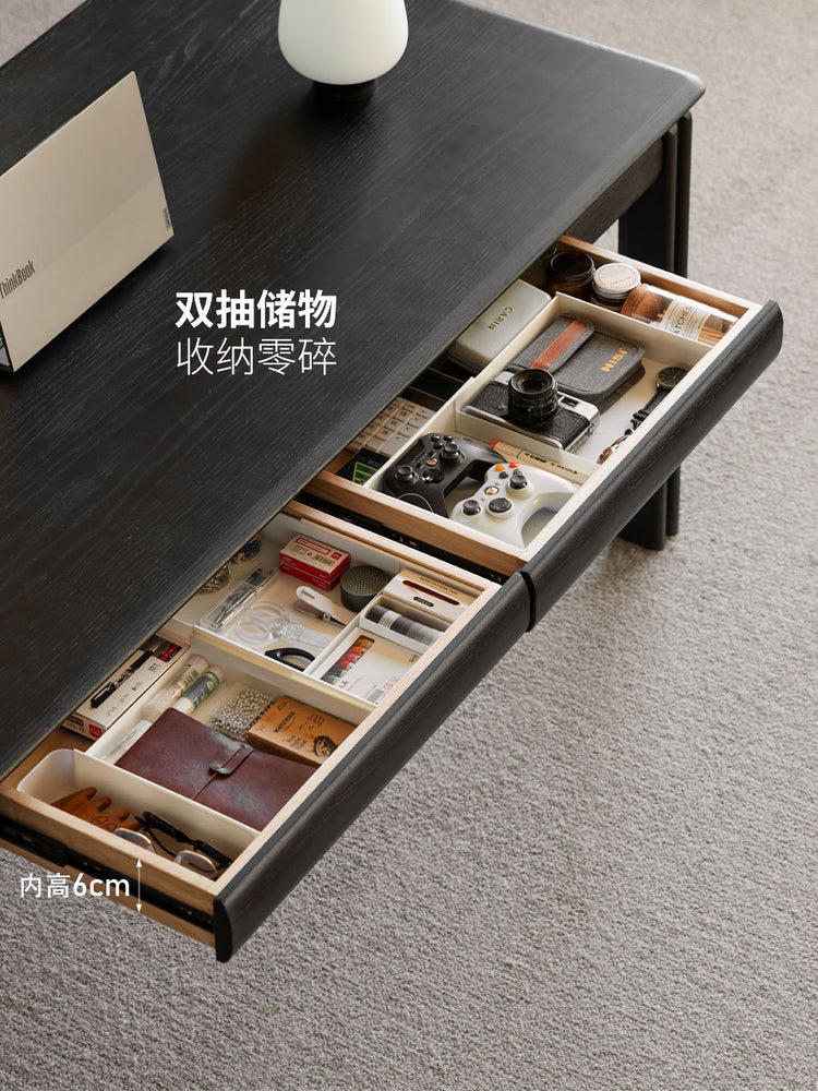 实木书桌书房现代简约办公桌橡木黑色电脑桌大尺寸工作台