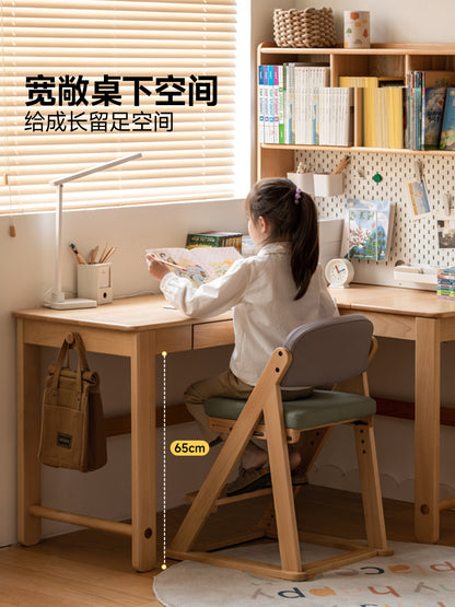 实木书桌书柜一体写字桌小户型儿童书房转角学习桌