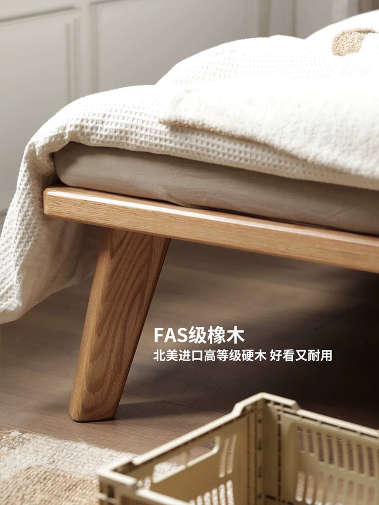 实木床现代简约橡木榻榻米床无床头小户型卧室大床
