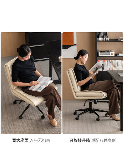 电脑椅书房奶油风可升降办公椅旋转软包椅简约靠背椅