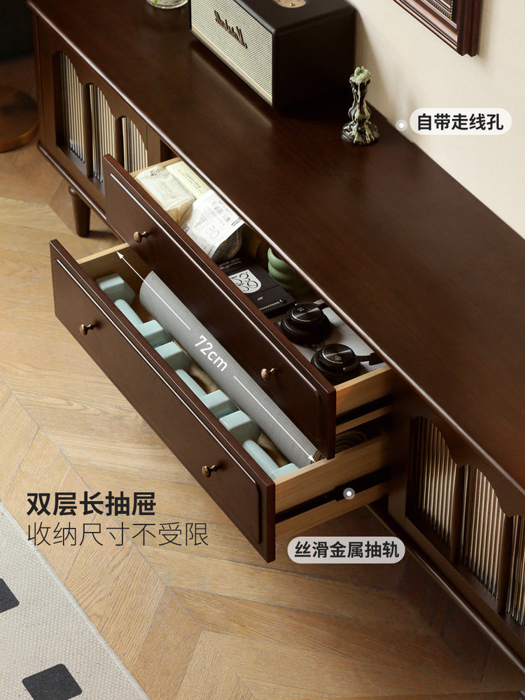 实木电视柜茶几组合套装客厅美式复古地柜法式电视机柜