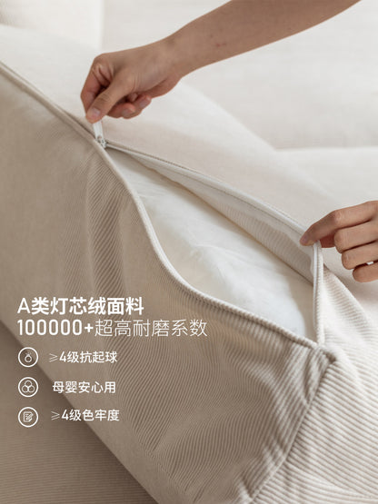 实木客厅现代简约高靠背白色沙发橡木布艺沙发